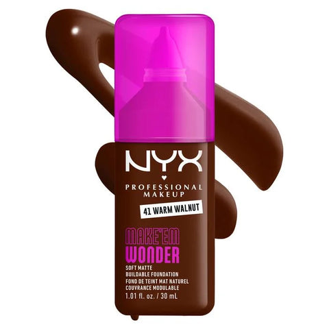 NYX Make ‘Em Wonder Soft Matte Buildable Foundation - 41 Warm Walnut
