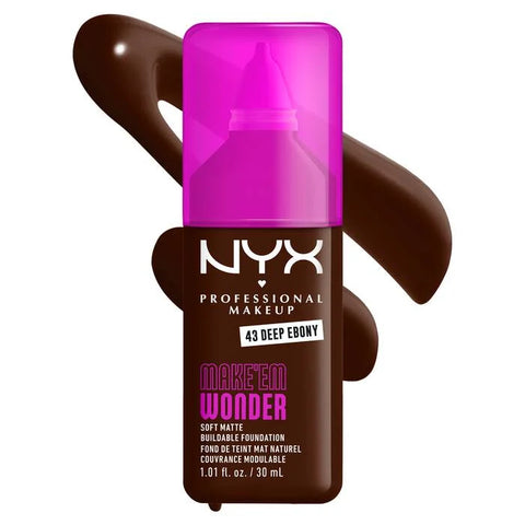 NYX Make ‘Em Wonder Soft Matte Buildable Foundation - 43 Deep Ebony