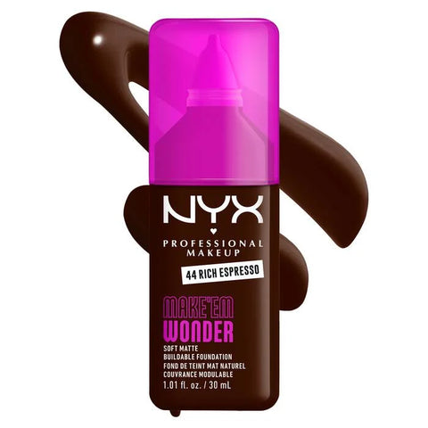 NYX Make ‘Em Wonder Soft Matte Buildable Foundation - 44 Rich Espresso