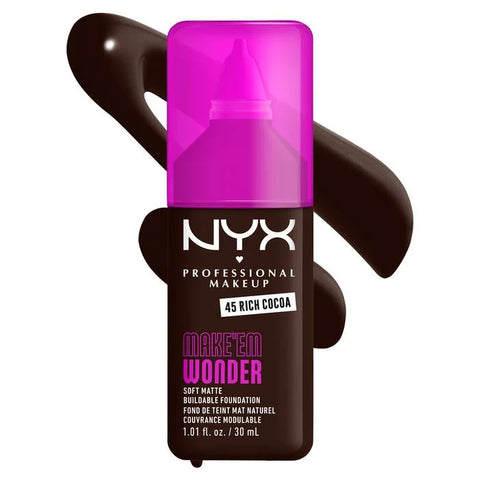 NYX Make ‘Em Wonder Soft Matte Buildable Foundation - 45 Rich Cocoa"