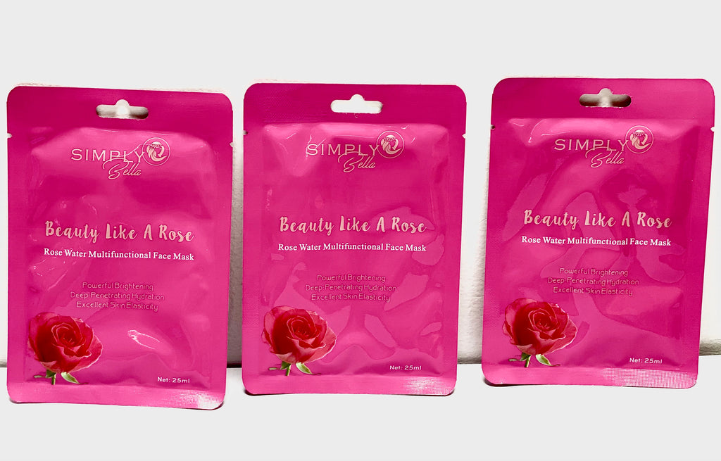 SIMPLY BELLA "BEAUTY LIKE A ROSE" ROSE WATER MULTIFUNCTIONAL FACE MASK