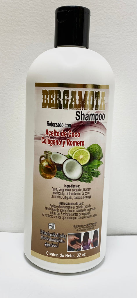 Bergamota Shampoo Con Aceite de Coco Colageno Y Romero